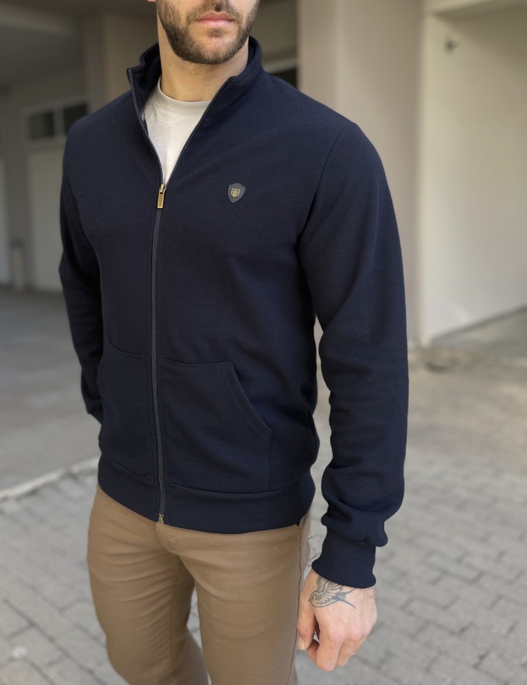 Everbest ανδρική Plus Size μπλε navy ζακέτα με ριπ ύφασμα 251039Ν φωτογραφία